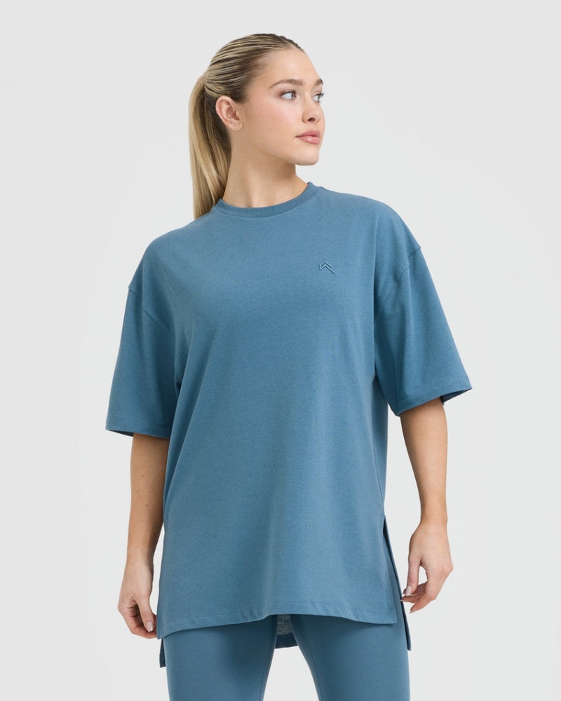 Oner Active Klassieke Longline T-shirts Blauw | FAR-250481