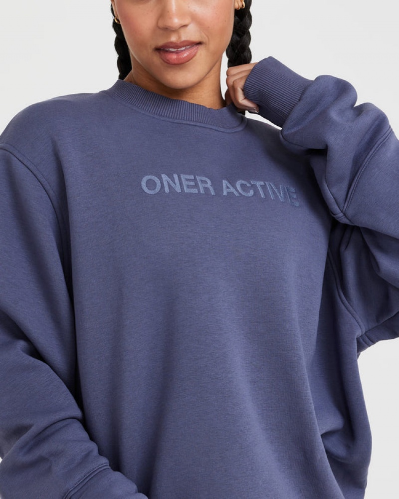 Oner Active Klassieke Lounge Oversized Crew Neck Sweatshirts Blauw | XPV-608715