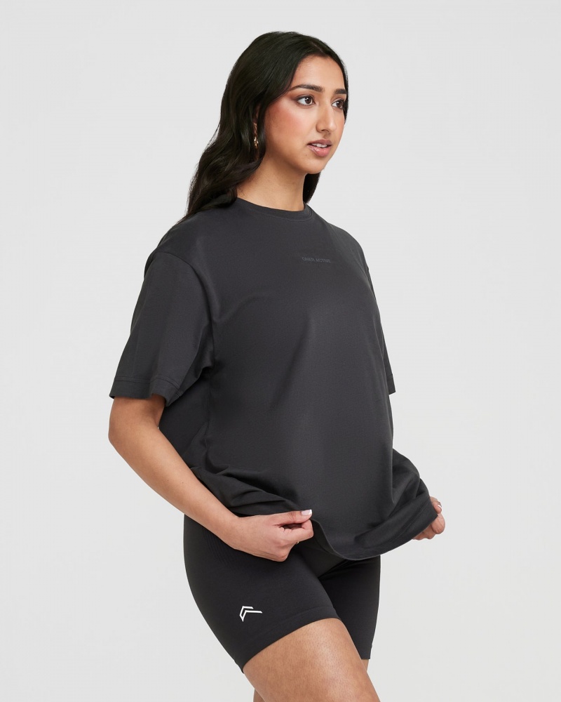 Oner Active Klassieke Mirror Grafische Oversized T-shirts Zwart | IBR-203164