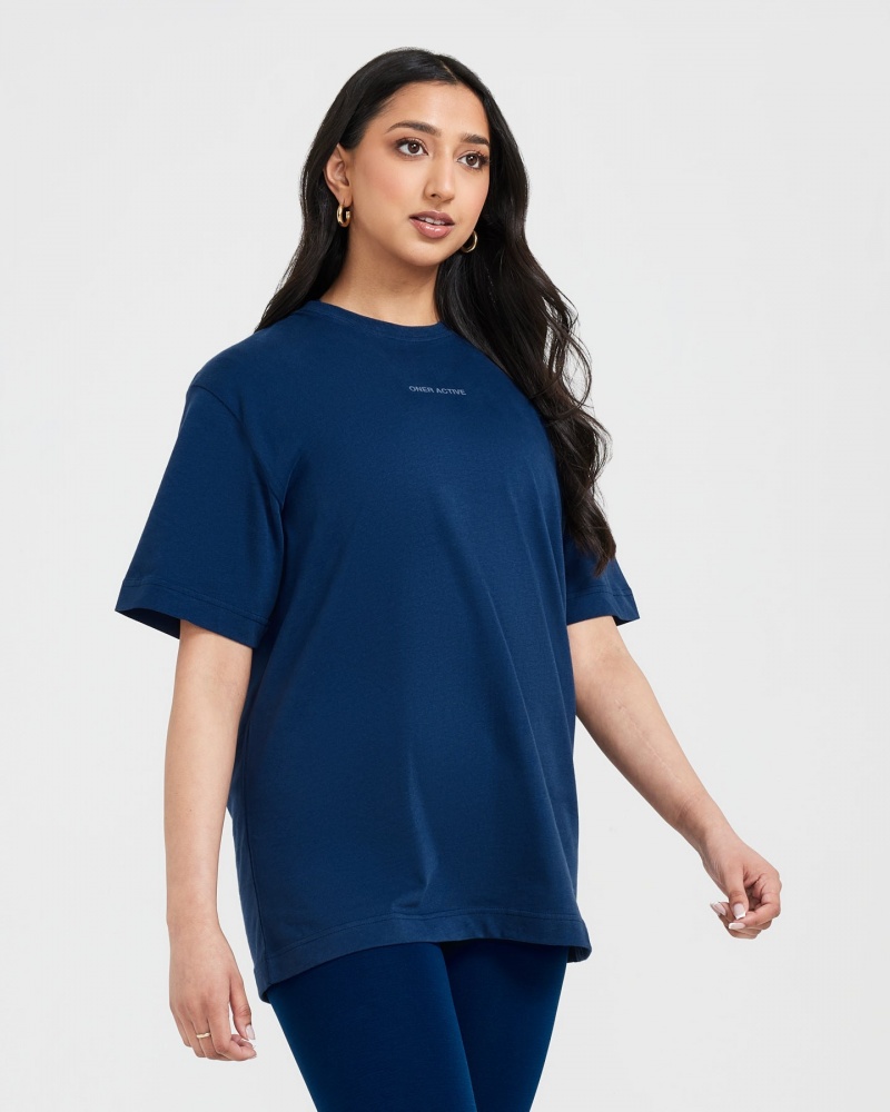 Oner Active Klassieke Mirror Grafische Oversized T-shirts Blauw | GXK-793168