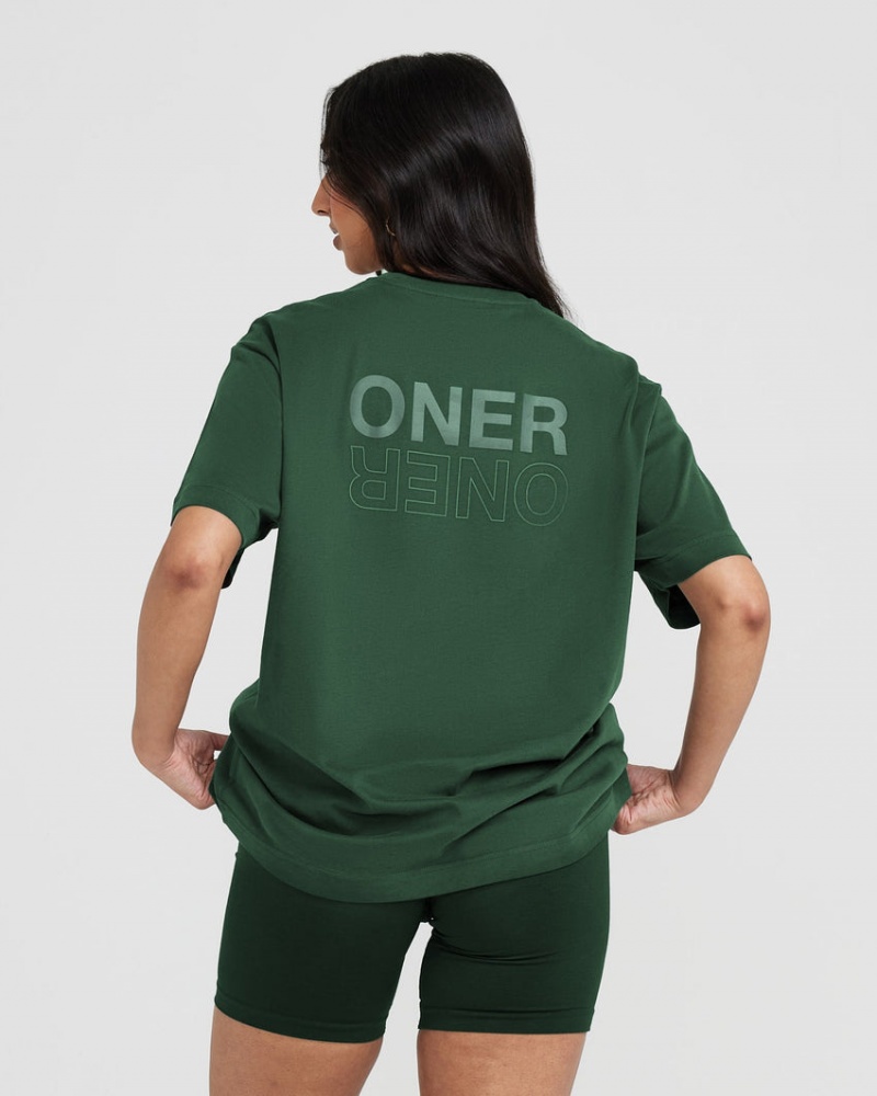 Oner Active Klassieke Mirror Grafische Oversized T-shirts Groen | UBQ-507416