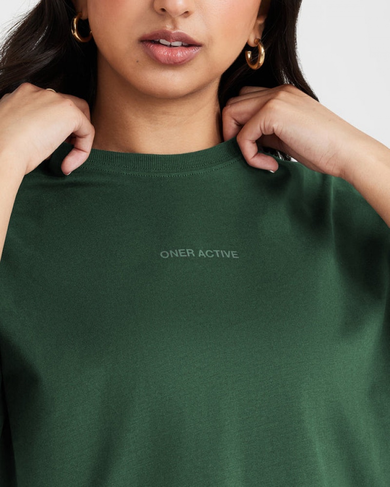 Oner Active Klassieke Mirror Grafische Oversized T-shirts Groen | UBQ-507416