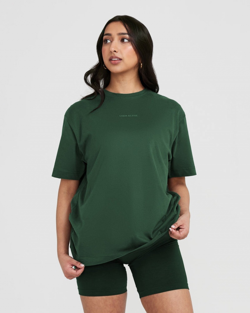 Oner Active Klassieke Mirror Grafische Oversized T-shirts Groen | UBQ-507416