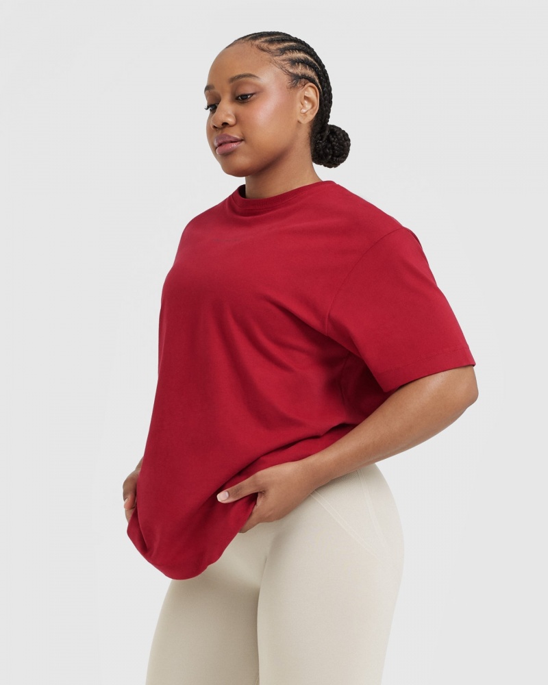 Oner Active Klassieke Mirror Grafische Oversized T-shirts Rood Bordeaux | SPN-316098