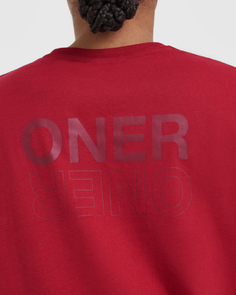 Oner Active Klassieke Mirror Grafische Oversized T-shirts Rood Bordeaux | SPN-316098