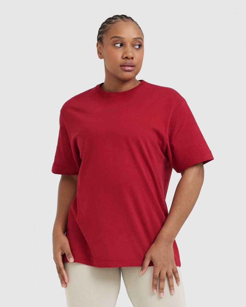 Oner Active Klassieke Mirror Grafische Oversized T-shirts Rood Bordeaux | SPN-316098