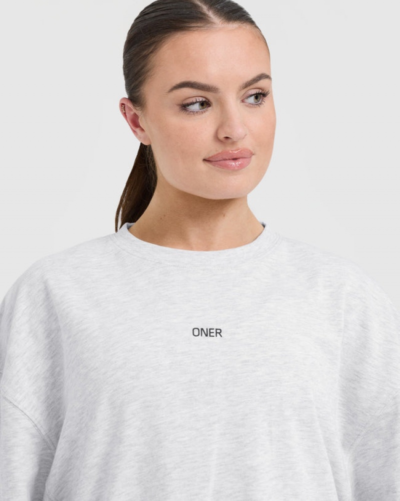 Oner Active Klassieke Oner Grafische Longline T-shirts Lichtgrijs | WVZ-457039