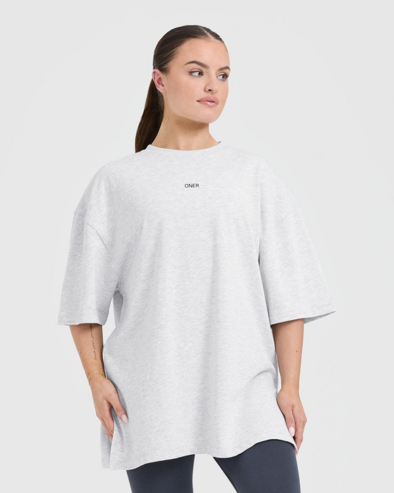 Oner Active Klassieke Oner Grafische Longline T-shirts Lichtgrijs | WVZ-457039