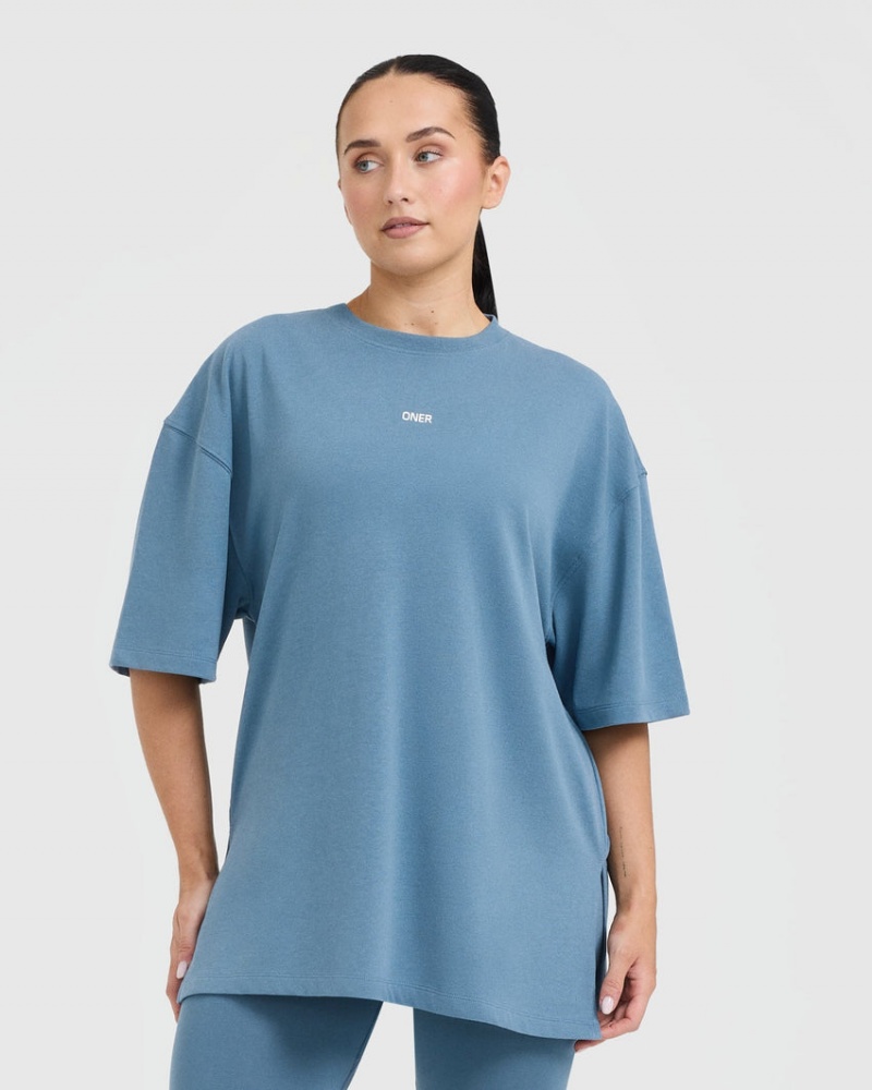 Oner Active Klassieke Oner Grafische Longline T-shirts Blauw | DFP-106289