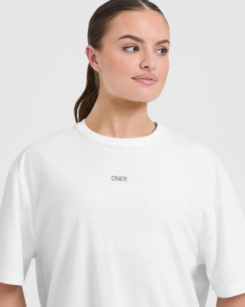 Oner Active Klassieke Oner Grafische Oversized Lichtgewicht T-shirts Wit | MCH-426790