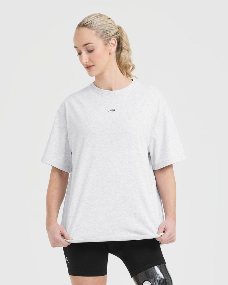 Oner Active Klassieke Oner Grafische Oversized Lichtgewicht T-shirts Lichtgrijs | LVY-976043