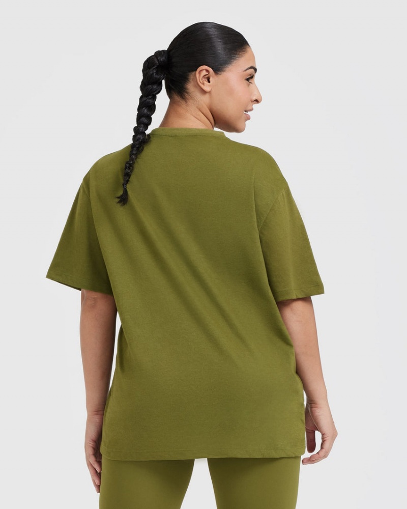 Oner Active Klassieke Oversized Lichtgewicht T-shirts Olijfgroen Groen | IMG-348096