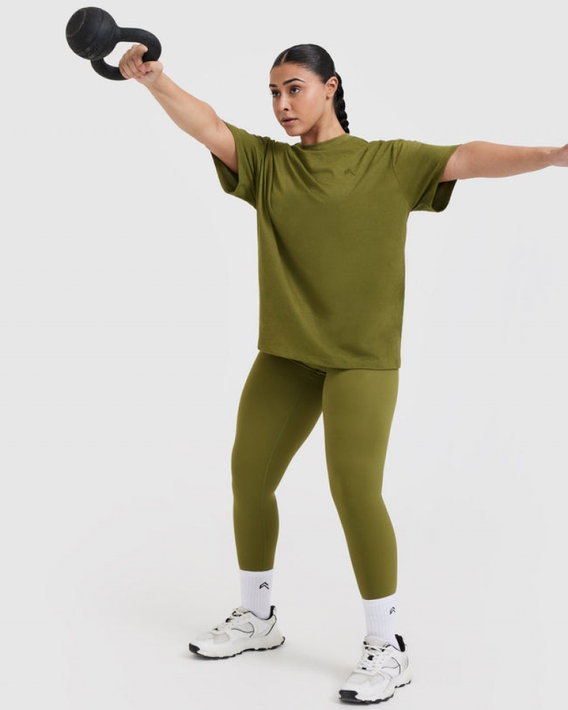 Oner Active Klassieke Oversized Lichtgewicht T-shirts Olijfgroen Groen | IMG-348096