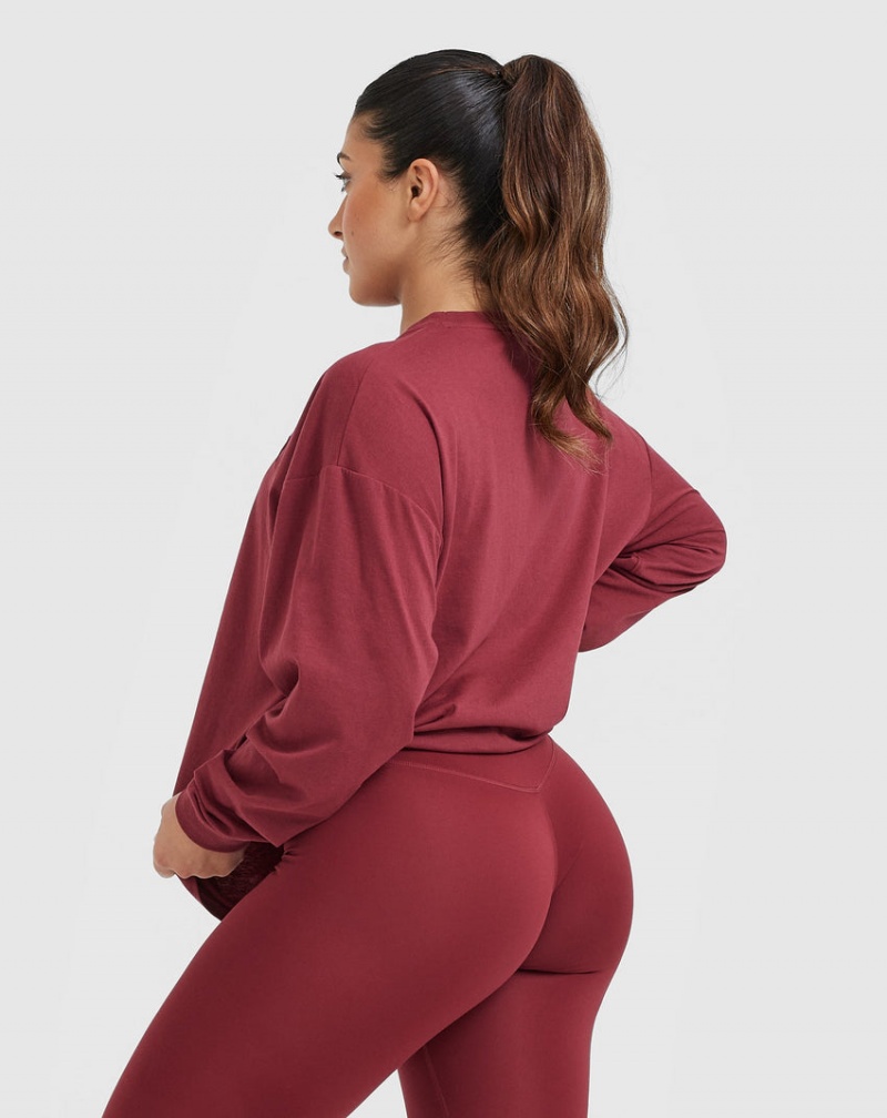 Oner Active Klassieke Oversized Lichtgewicht Long Sleeve T-shirts Roze | OHJ-105984