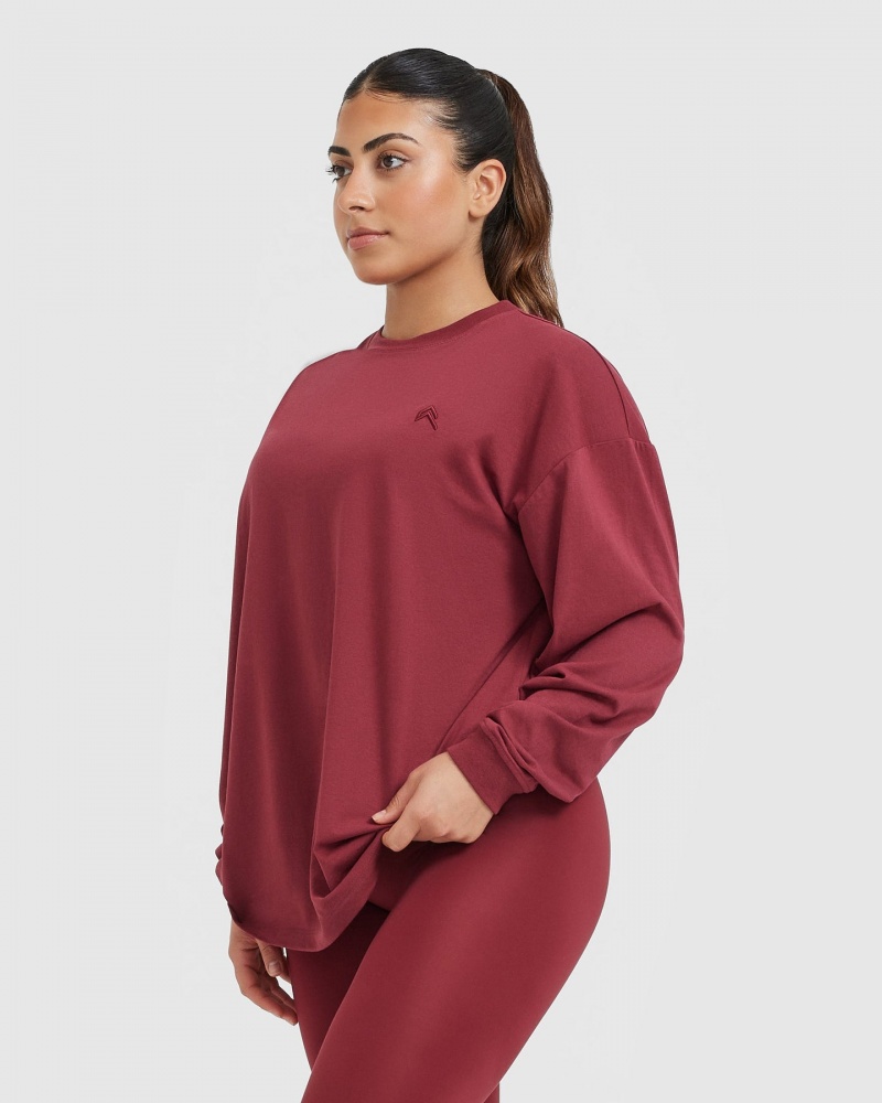 Oner Active Klassieke Oversized Lichtgewicht Long Sleeve T-shirts Roze | OHJ-105984