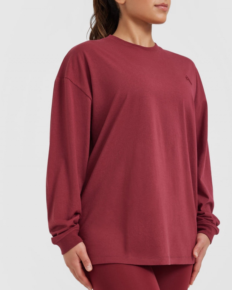 Oner Active Klassieke Oversized Lichtgewicht Long Sleeve T-shirts Roze | OHJ-105984