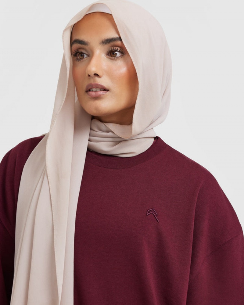 Oner Active Klassieke Oversized Longline T-shirts Bordeaux | OKF-463795