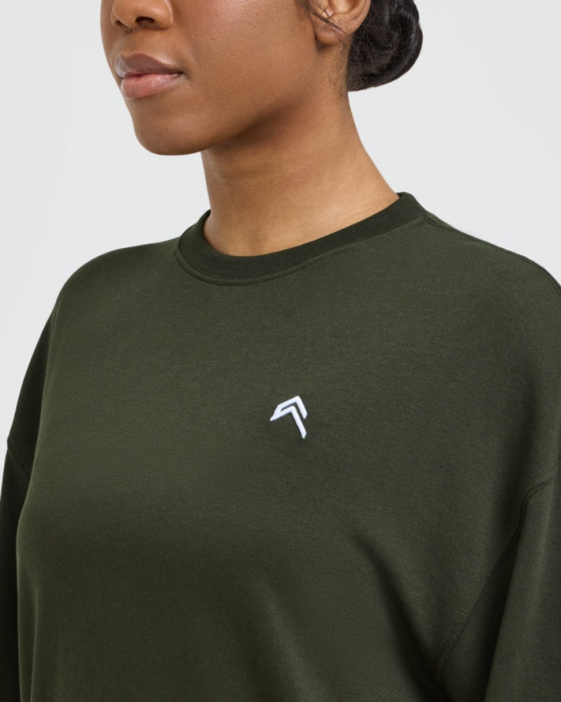 Oner Active Klassieke Oversized Longline T-shirts Khaki | YWR-628970