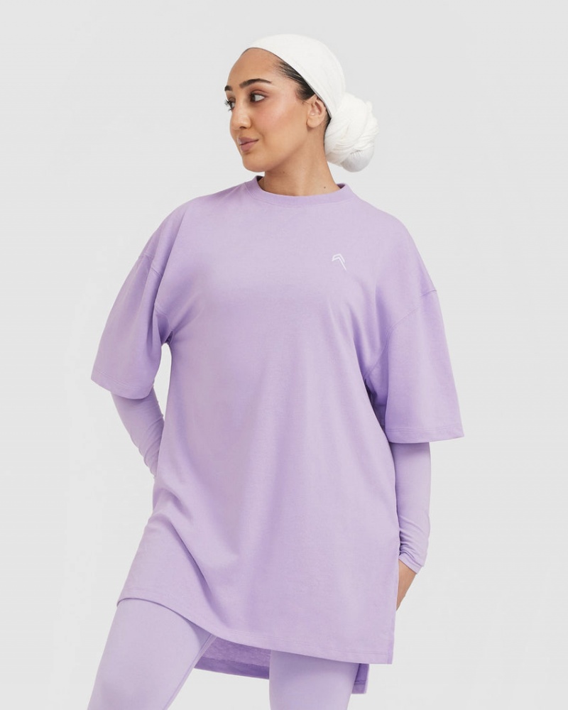 Oner Active Klassieke Oversized Longline T-shirts Paars | ZTJ-915028