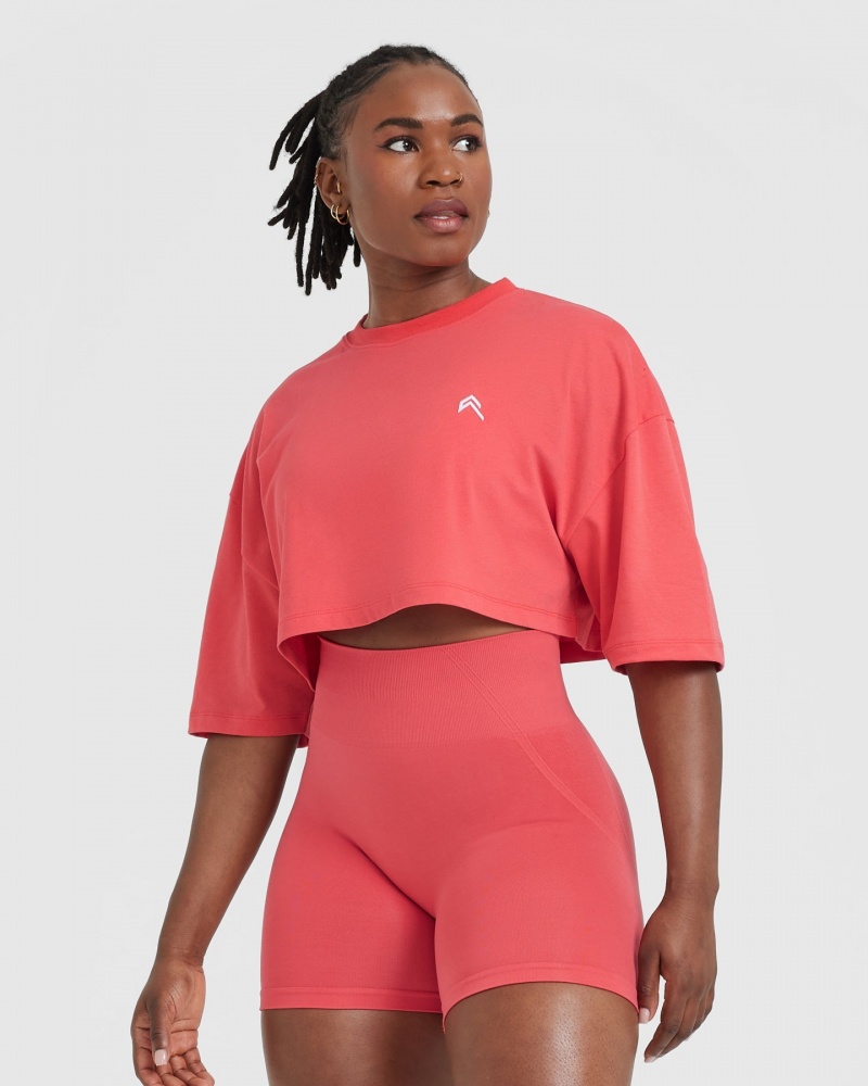 Oner Active Klassieke Relaxed Crop Lichtgewicht T-shirts Rood | MOX-860937