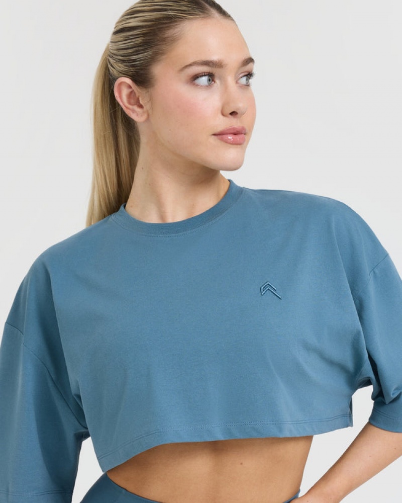 Oner Active Klassieke Relaxed Crop Lichtgewicht T-shirts Blauw | ZBN-097483