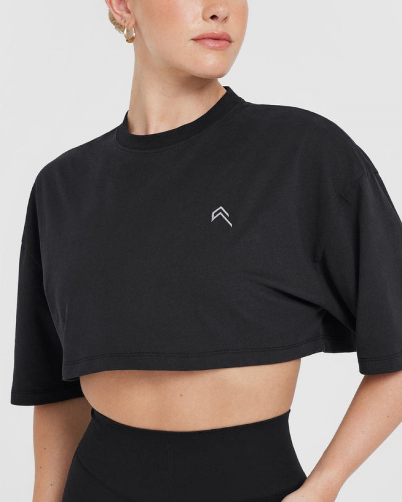 Oner Active Klassieke Relaxed Crop Lichtgewicht T-shirts Zwart | MDK-693271