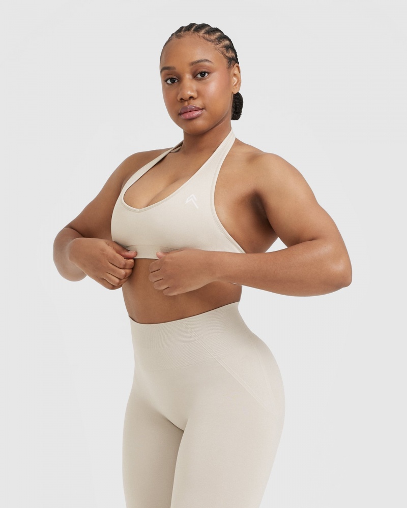 Oner Active Klassieke Seamless 2.0 Halter Neck Bralette Sports Bras Bruin | XYN-256078