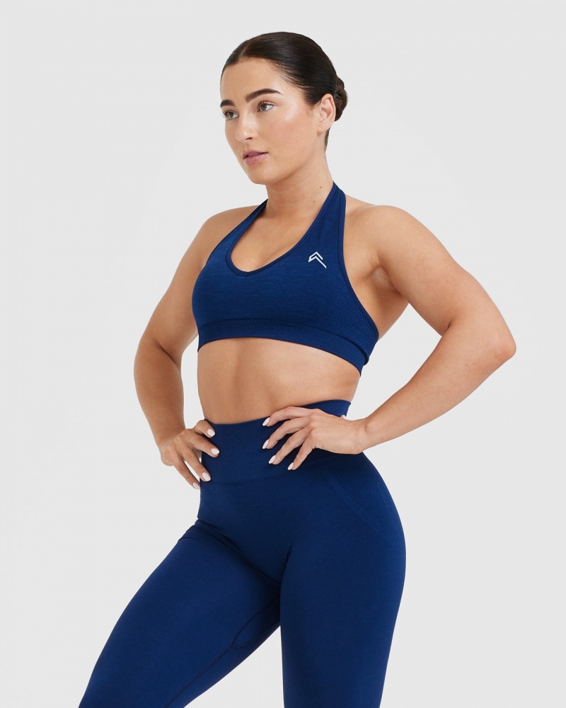 Oner Active Klassieke Seamless 2.0 Halter Neck Bralette Sports Bras Blauw | HWN-084237