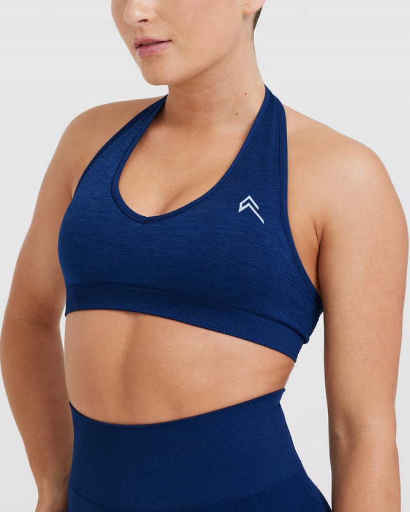 Oner Active Klassieke Seamless 2.0 Halter Neck Bralette Sports Bras Blauw | HWN-084237