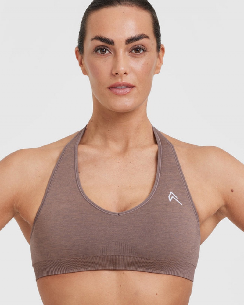 Oner Active Klassieke Seamless 2.0 Halter Neck Bralette Sports Bras Bruin | IFN-679581