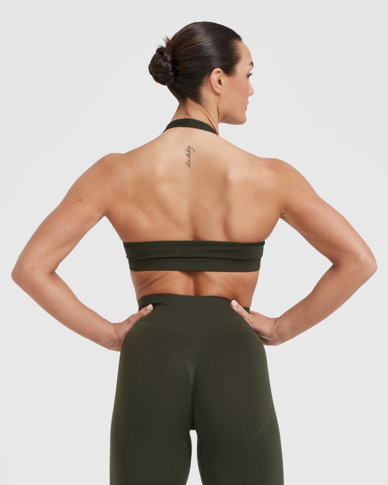 Oner Active Klassieke Seamless 2.0 Halter Neck Bralette Sports Bras Khaki | ERP-384592