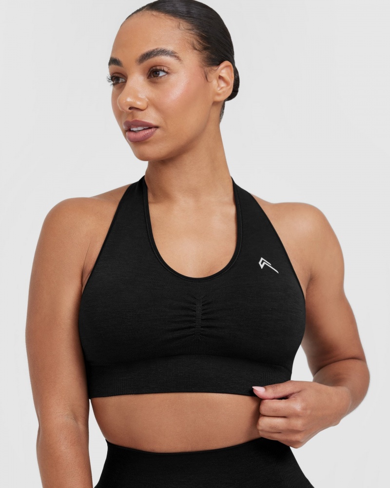 Oner Active Klassieke Seamless 2.0 V-Neck Bralette Sports Bras Zwart | QDN-462037