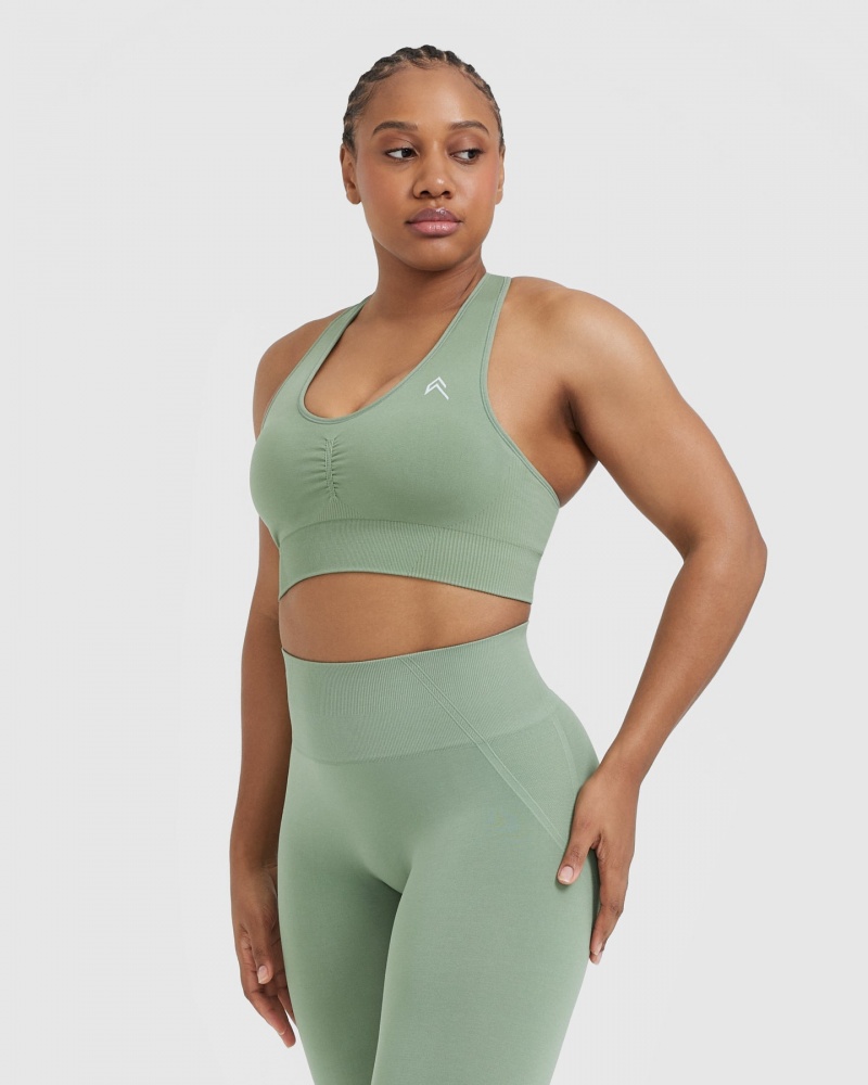 Oner Active Klassieke Seamless 2.0 V-Neck Bralette Sports Bras Olijfgroen | ZWY-871549