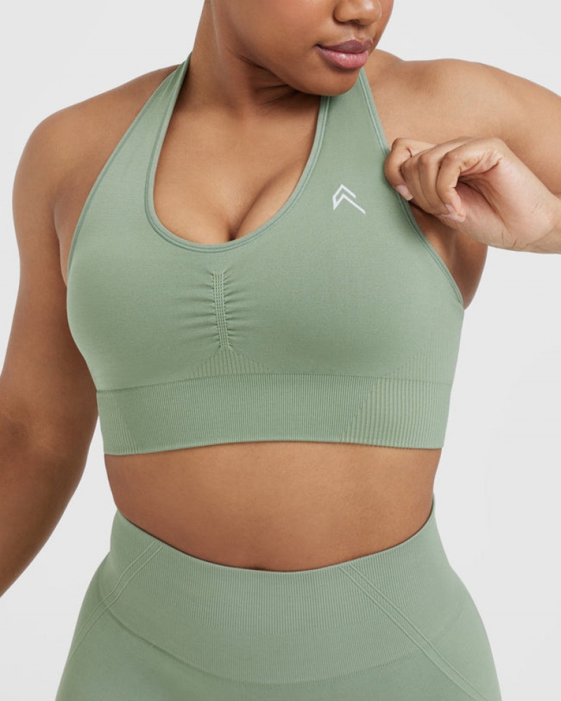 Oner Active Klassieke Seamless 2.0 V-Neck Bralette Sports Bras Olijfgroen | ZWY-871549