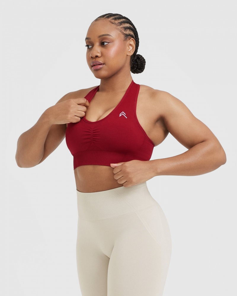 Oner Active Klassieke Seamless 2.0 V-Neck Bralette Sports Bras Rood Bordeaux | LUE-821359