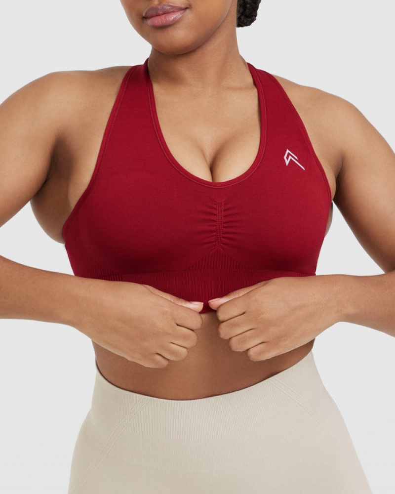 Oner Active Klassieke Seamless 2.0 V-Neck Bralette Sports Bras Rood Bordeaux | LUE-821359