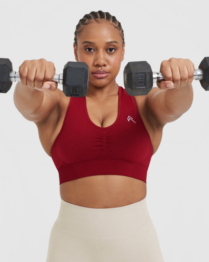 Oner Active Klassieke Seamless 2.0 V-Neck Bralette Sports Bras Rood Bordeaux | LUE-821359