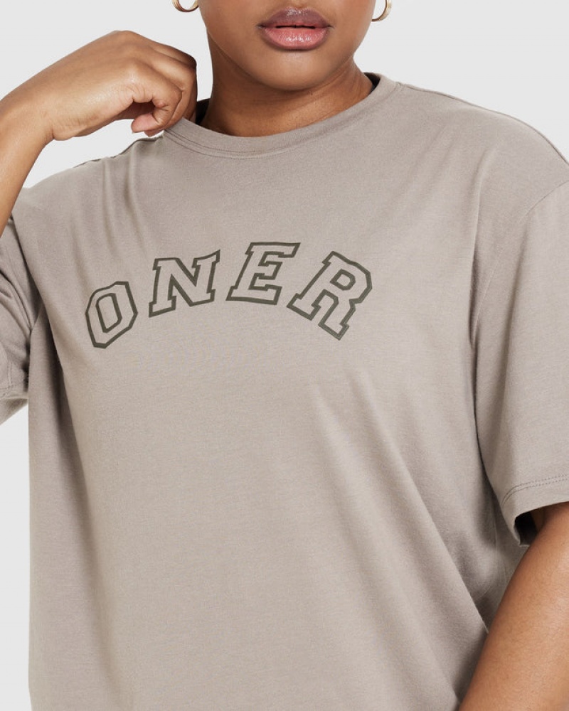 Oner Active Klassieke Varsity Oversized Lichtgewicht T-shirts Grijs | ORB-163489