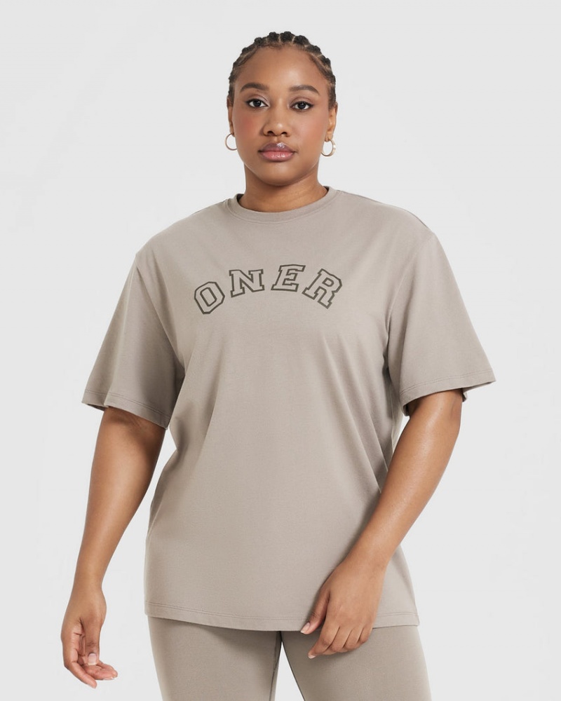 Oner Active Klassieke Varsity Oversized Lichtgewicht T-shirts Grijs | ORB-163489