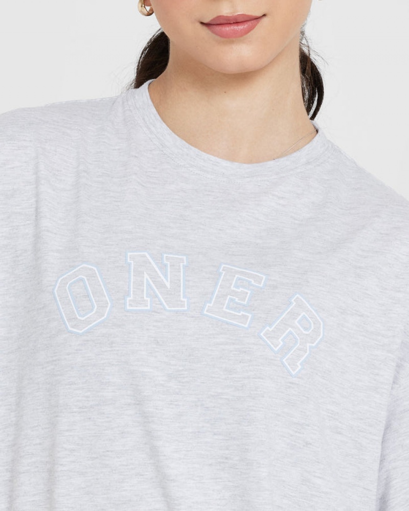 Oner Active Klassieke Varsity Oversized Lichtgewicht T-shirts Lichtgrijs | ZQL-586031