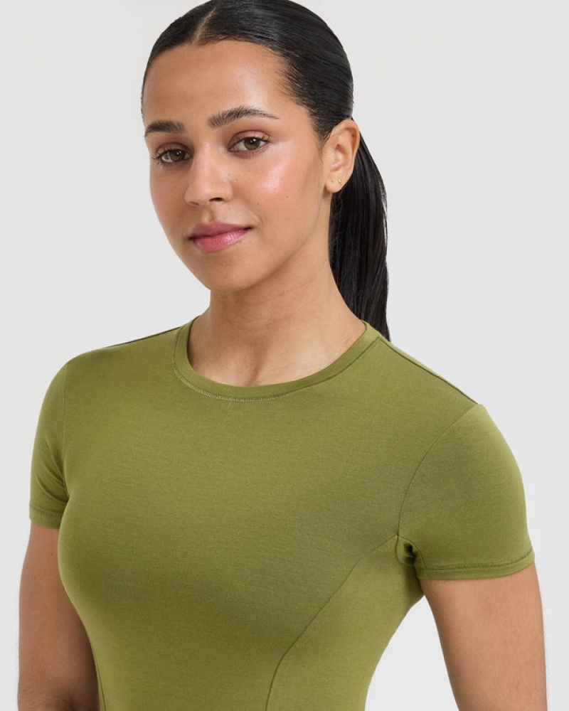 Oner Active Mellow Soft Kort Sleeve T-shirts Olijfgroen Groen | LOA-015483