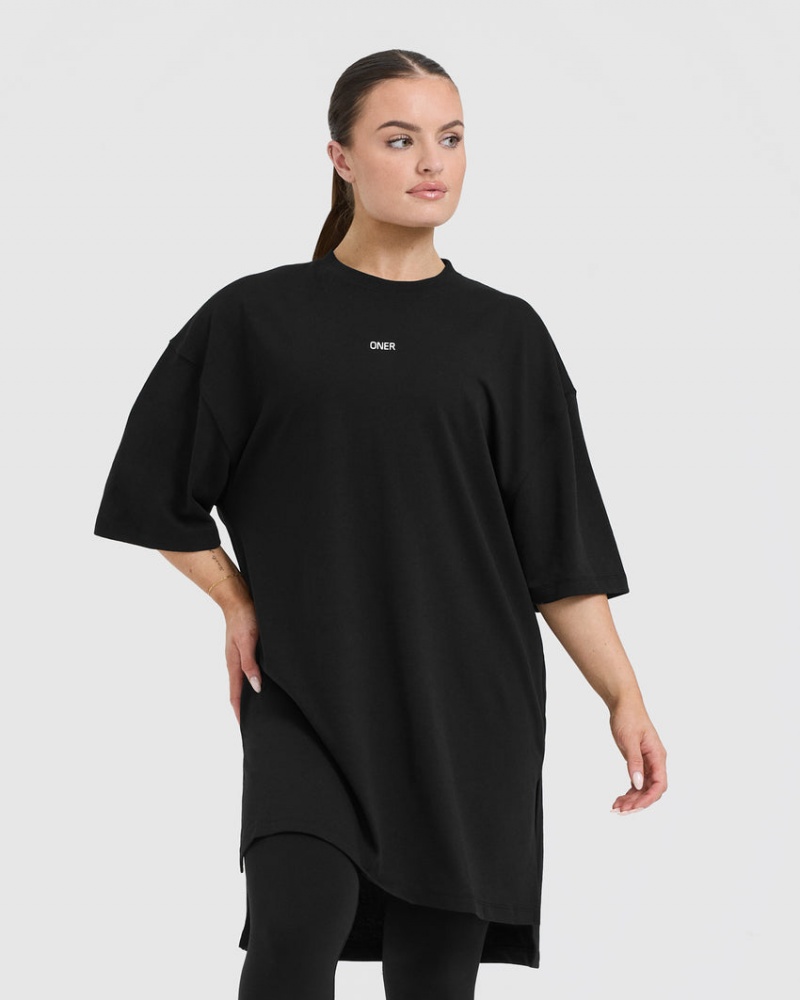 Oner Active Raising The Bar Grafische Longline T-shirts Zwart | SYO-736402