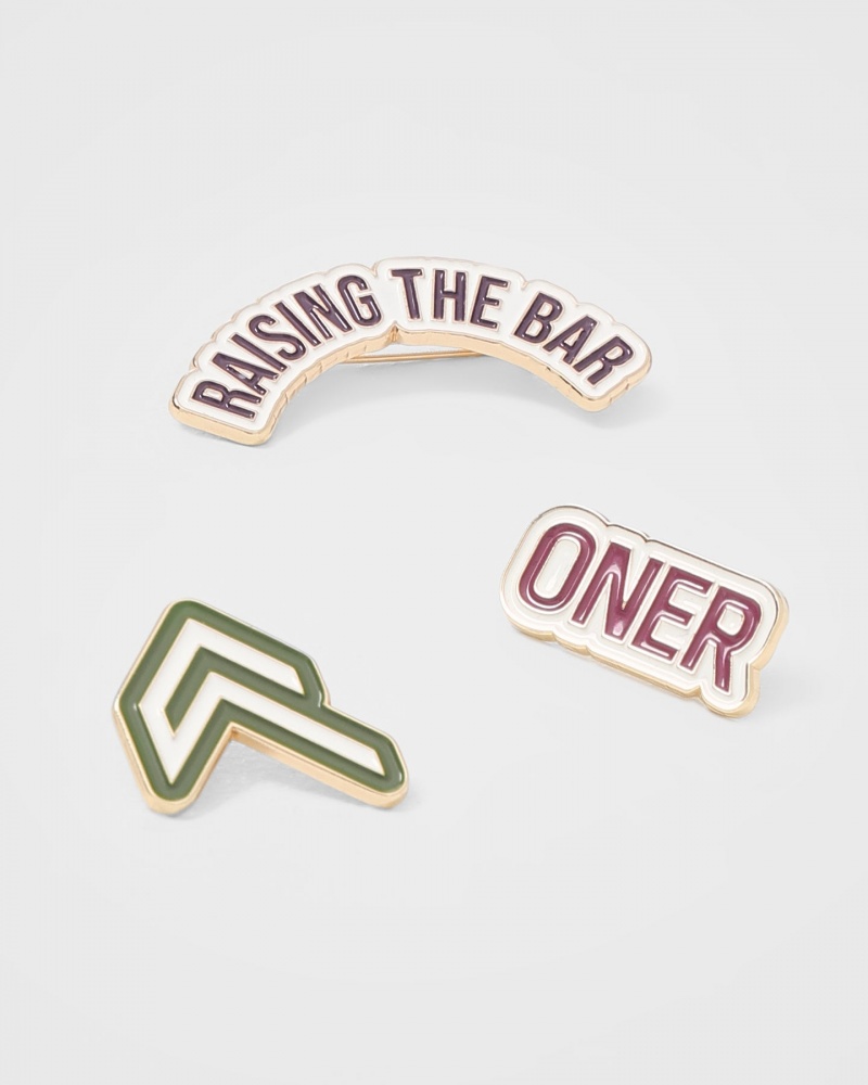 Oner Active Raising The Bar Grafische Pins 3 Pack Accessoires Roze Khaki | QTL-045627