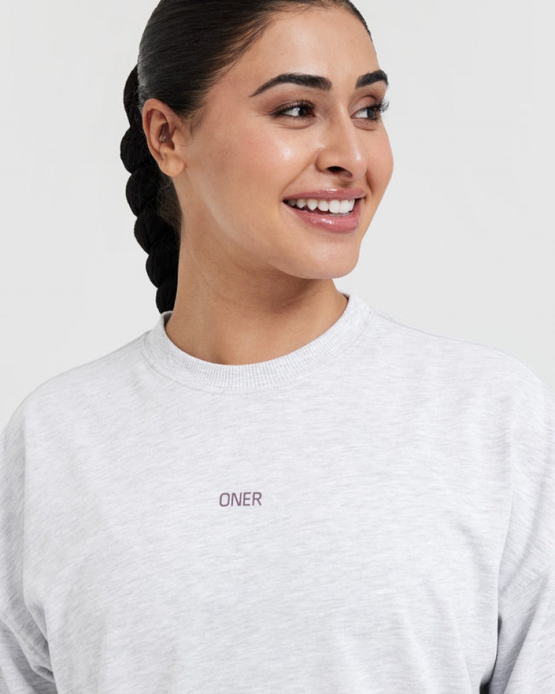 Oner Active Raising The Bar Grafische Unisex Long Sleeve T-shirts Lichtgrijs | SOT-812643