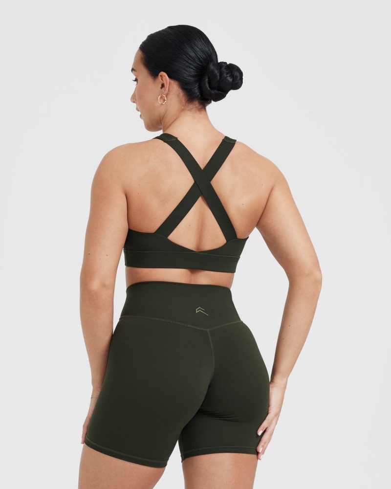 Oner Active Timeless Brede Riemen Sports Bras Khaki | ALV-209176