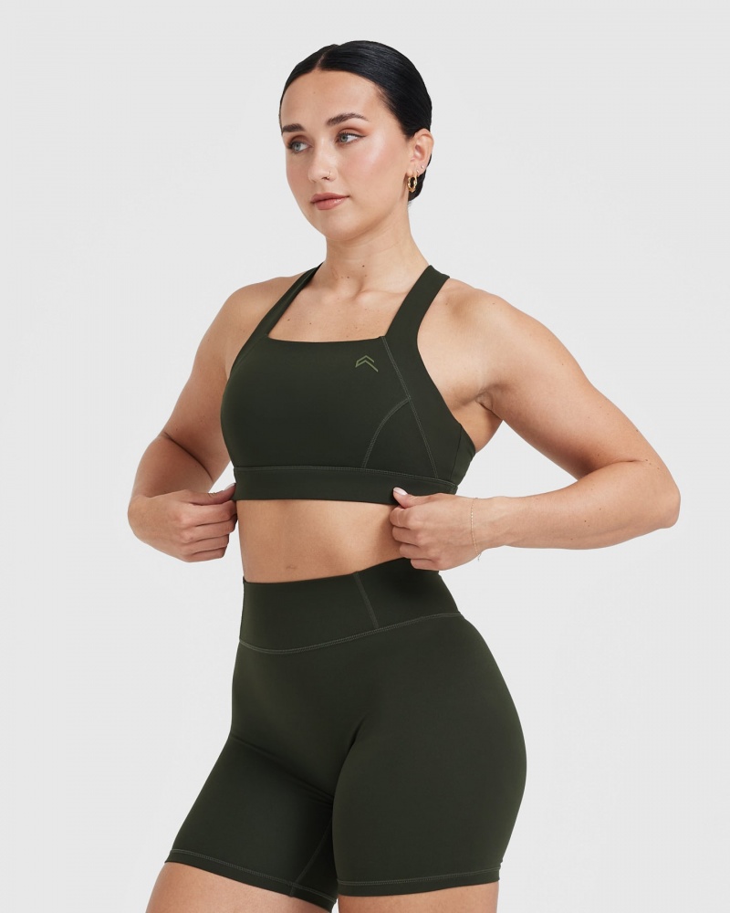 Oner Active Timeless Brede Riemen Sports Bras Khaki | ALV-209176