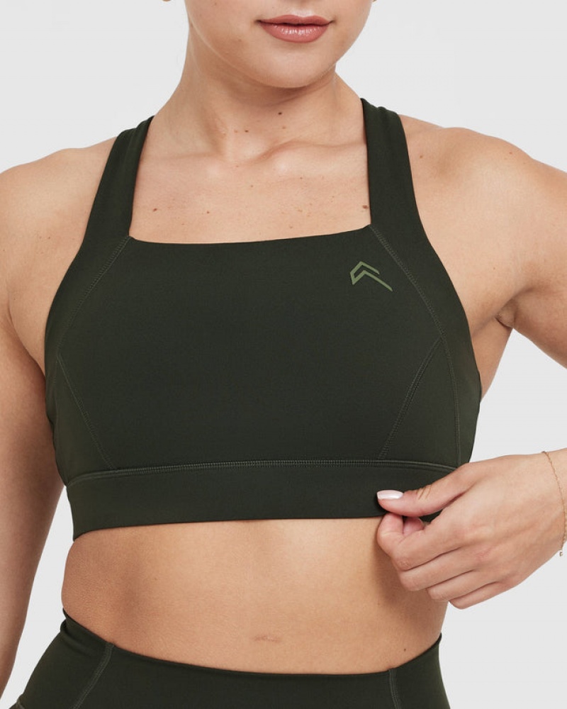 Oner Active Timeless Brede Riemen Sports Bras Khaki | ALV-209176