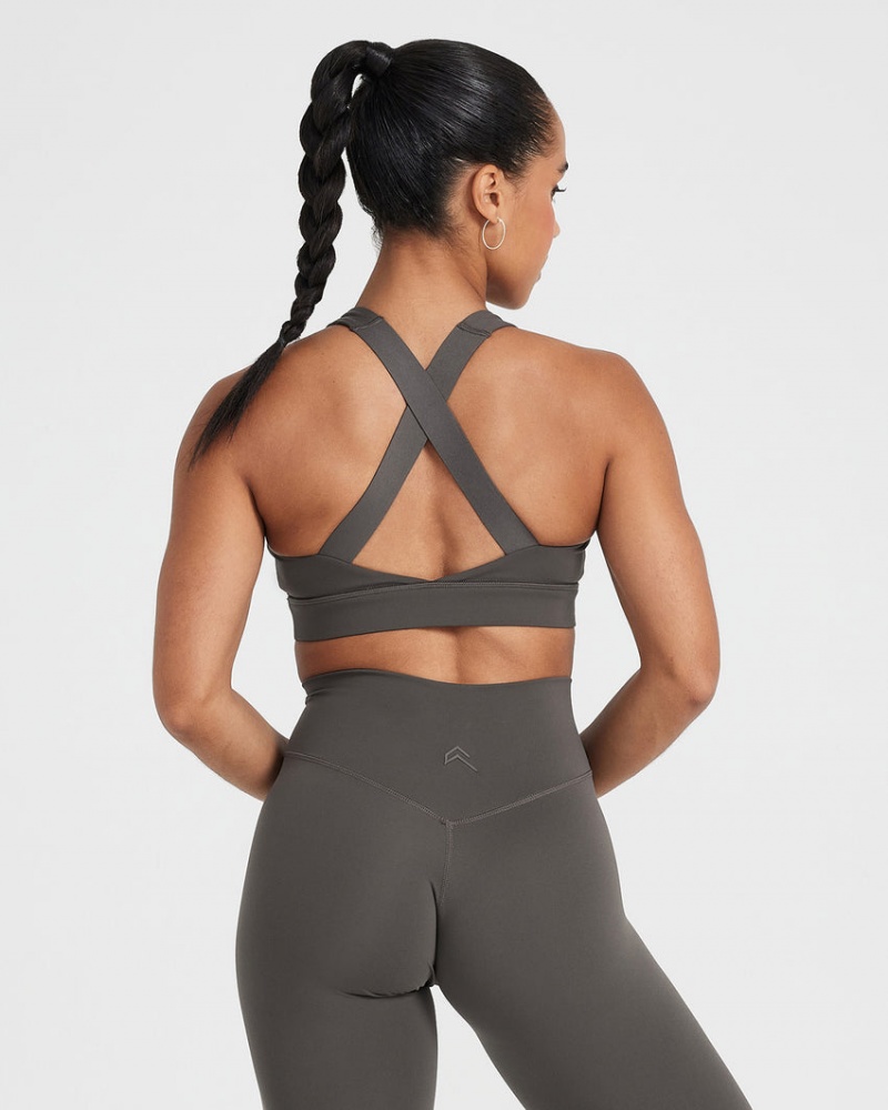 Oner Active Timeless Brede Riemen Sports Bras Diepgrijs Bruin | NZY-496382