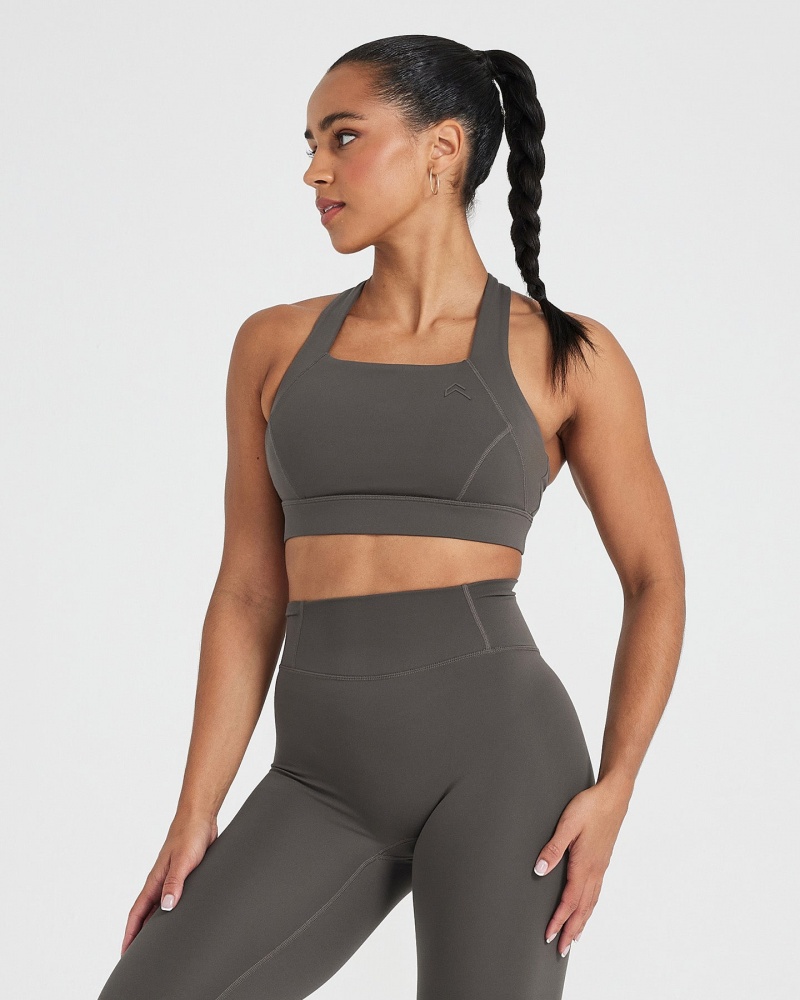 Oner Active Timeless Brede Riemen Sports Bras Diepgrijs Bruin | NZY-496382