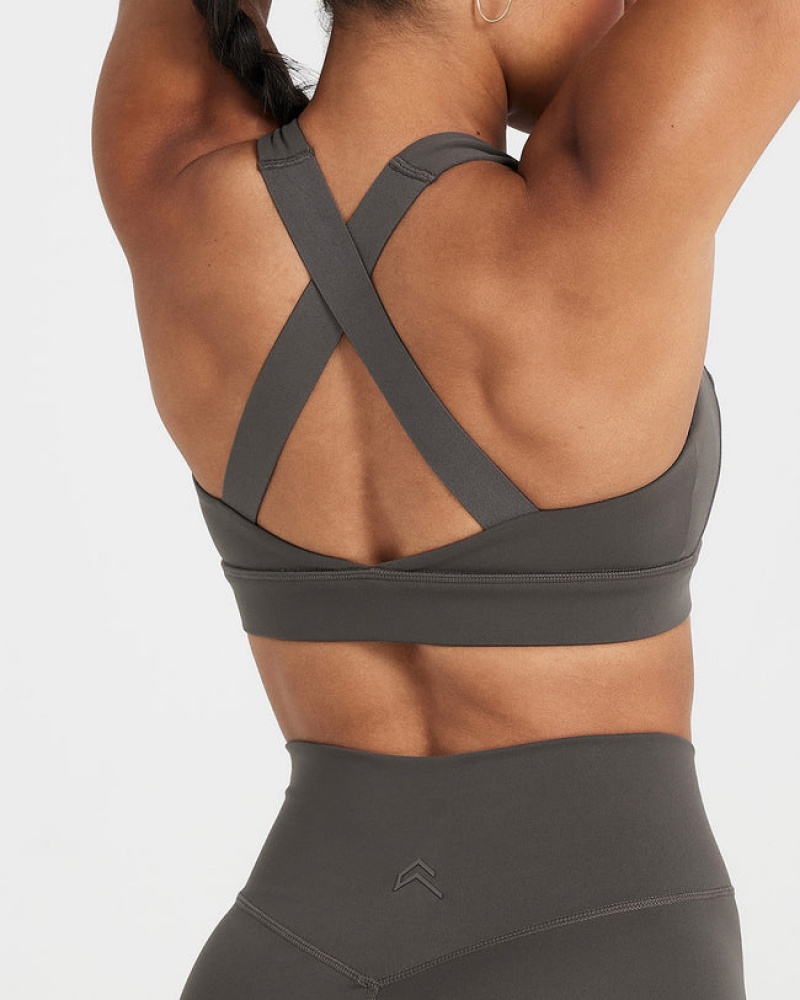 Oner Active Timeless Brede Riemen Sports Bras Diepgrijs Bruin | NZY-496382